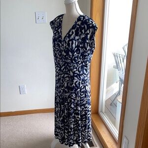 Ralph Lauren Navy and White Floral Maxi Wrap Dress